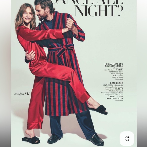 Neiman Marcus Intimates Red 100% Silk Pajamas 2pc Set Bottoms Pants Top Shirt - Picture 2 of 15